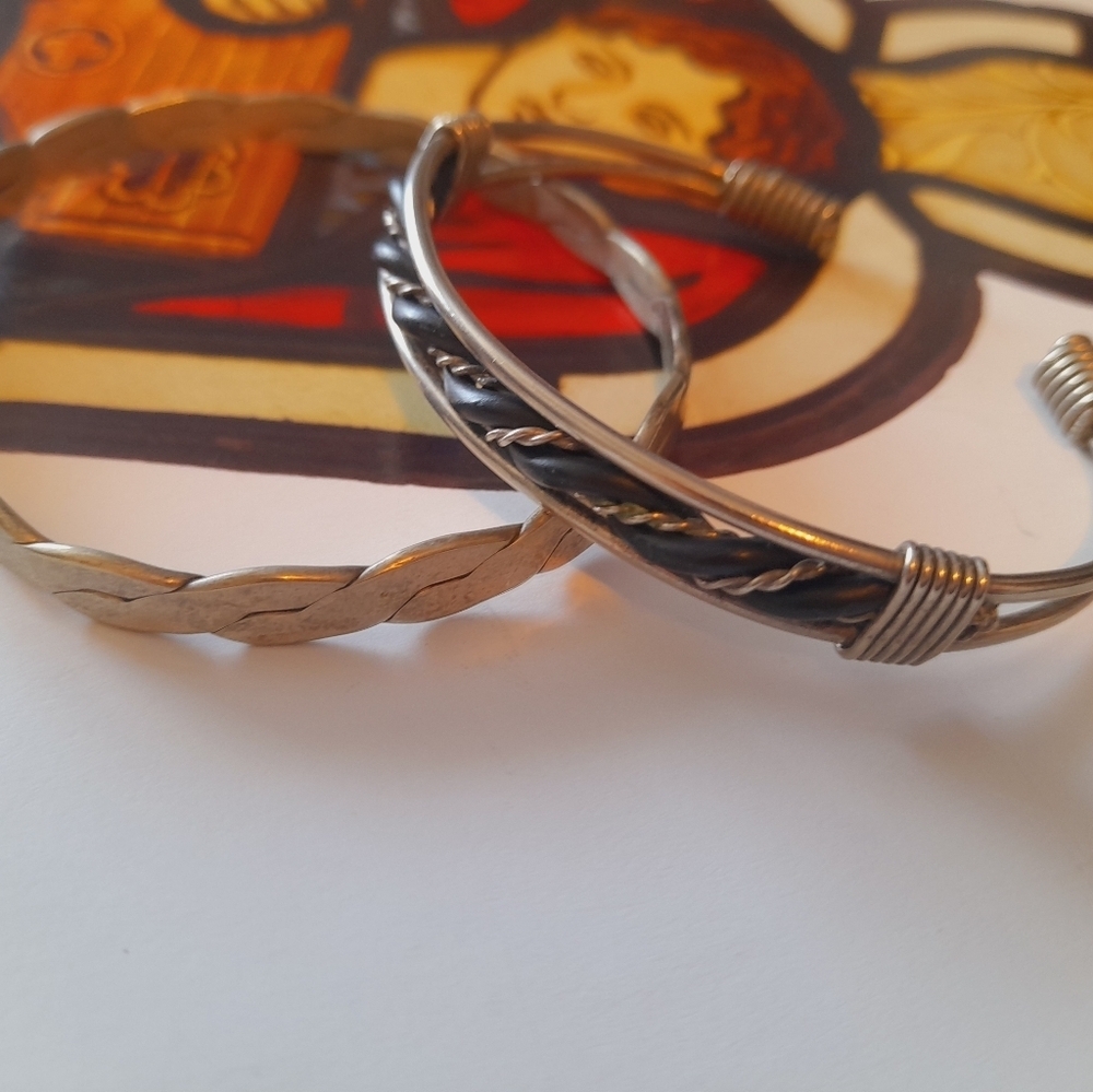 Set Of 2 Bracelets Silver And Black - Picture 4 of 5